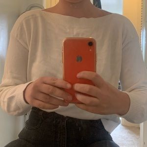 White boatneck everlane longsleeve